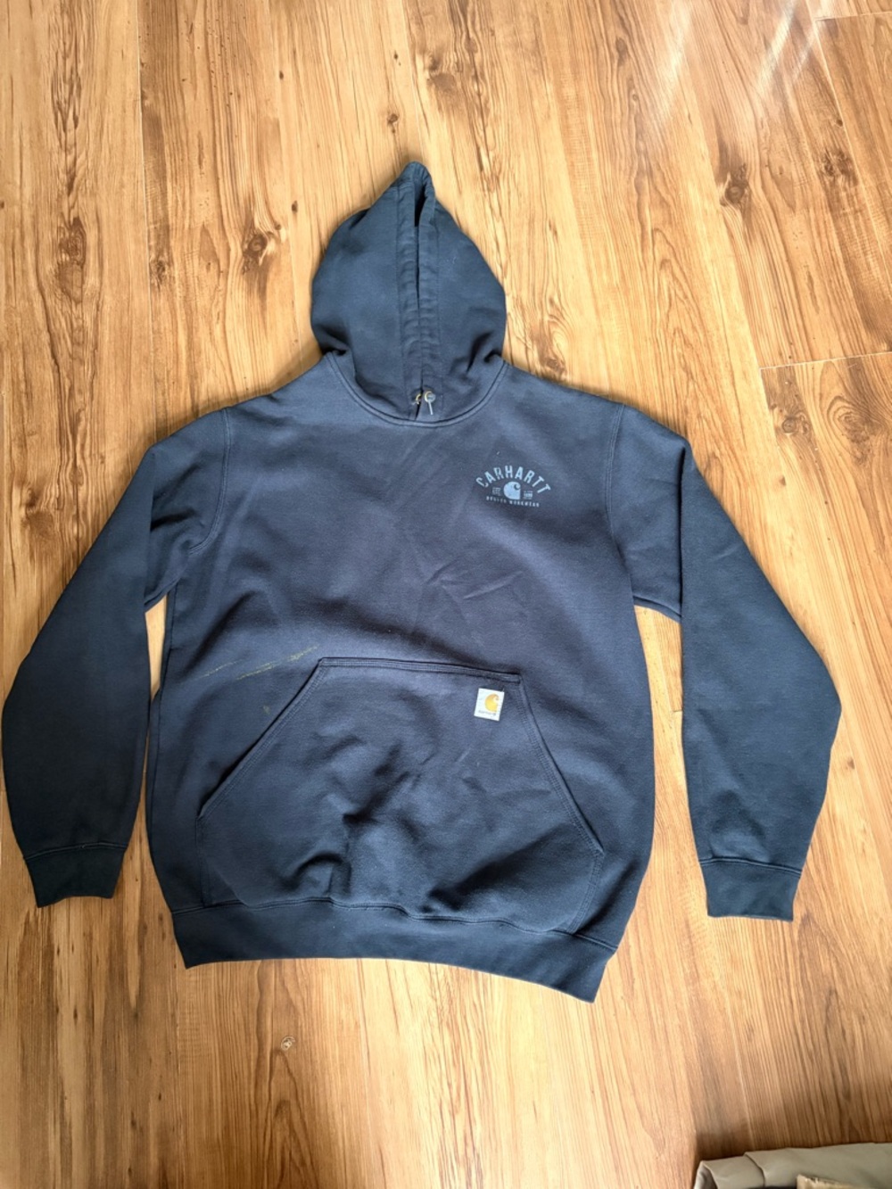 Carhartt Dark Blue Pullover Hooded Sweatshirt with Logo